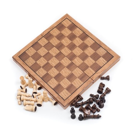 Toy Time Wooden Book Style Chess Board With Staunton Chessmen